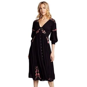 Free People Embroidered midi dress